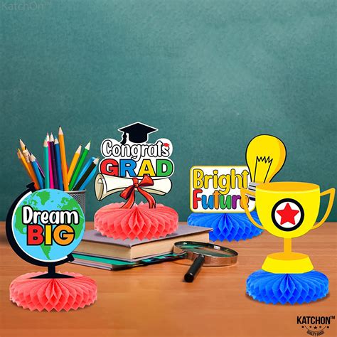Buy 9 Pieces Congrats Grad Honeycomb Table Centerpieces - Preschool ...