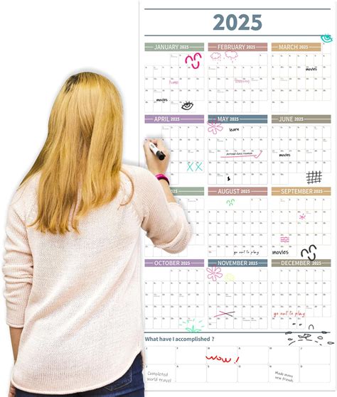 GuassLee Large Yearly Wall Calendar 2025, Full Year Calendar One Page ...