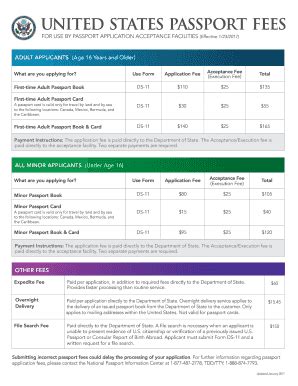 Fillable Online UNITED STATES PASSPORT FEES Fax Email Print - pdfFiller