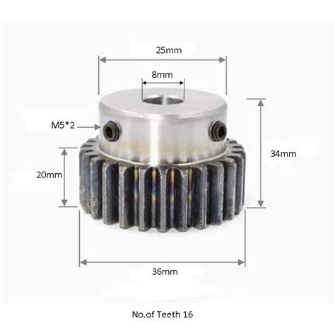 2 Module 16 Teeth Hole 8mm Boss Spur Gear