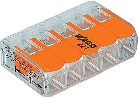 Wago 221-415 Lever-Nuts 5 Conductor Compact Connectors 50 PK : Amazon ...
