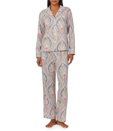 Lauren Ralph Lauren Petite Size Long Sleeve Notch Collar Woven Sateen ...