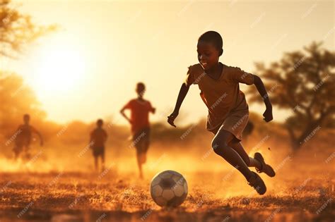 Premium Photo | Happy african kids playing with ball Childrens football ...