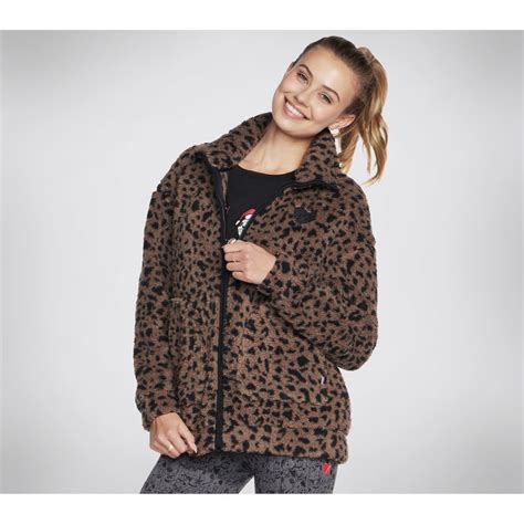 Buy SKECHERS Bobs Spot Print Sherpa Jacket Brown Online