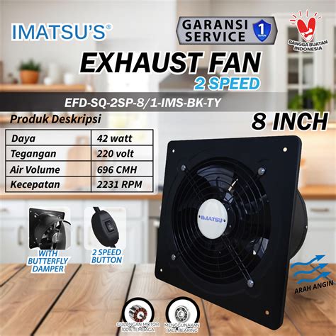 Jual Exhaust Fan 8 Inch Wall Air Duct Booster Fan 8" Inch 2 Speed ...