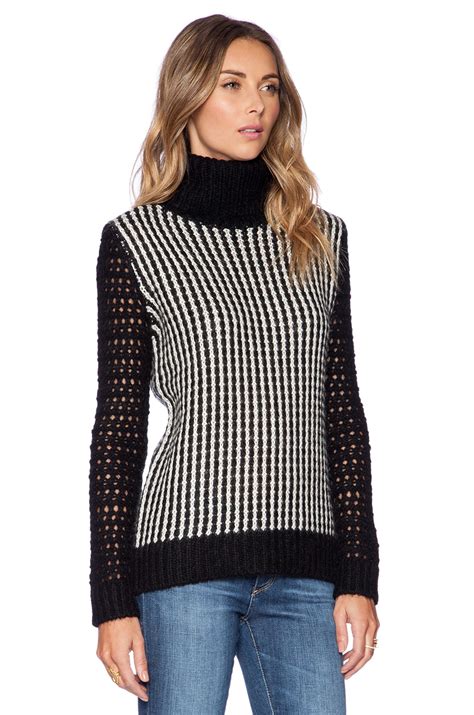 SHAE Stitchy Turtleneck in Vanilla & Black Combo | REVOLVE