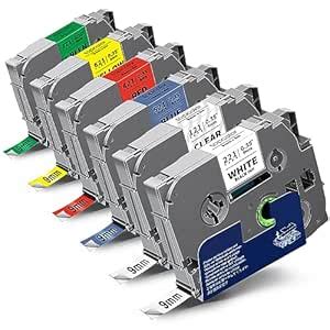 Topcolor Compatible for TZe TZ Tape 9mm 0.35" Laminated TZe-121 TZe-221 ...
