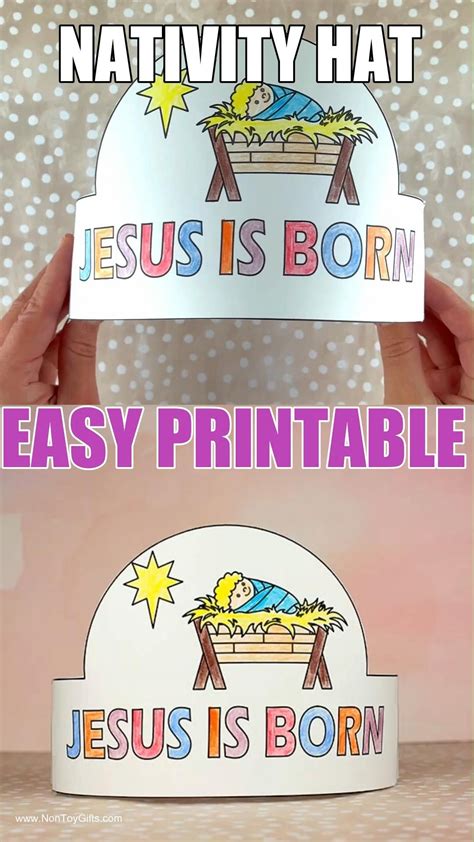 Jesus Is Born paper hat craft - Nativity printable for kids to make for Christmas Sunday School ...