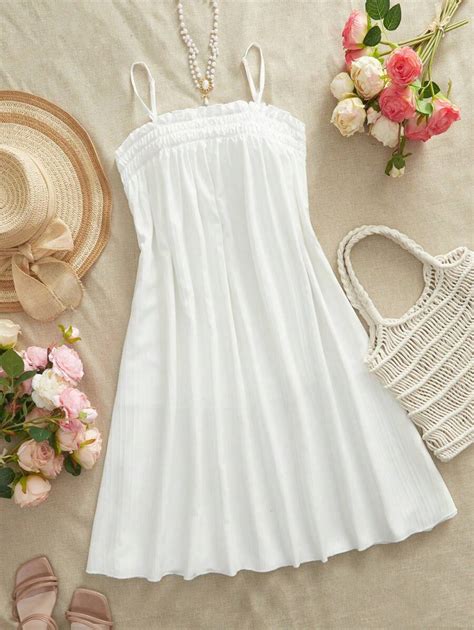SHEIN VCAY Vestido Curto Feminino de Alça Tipo Alça de Espaguete ...