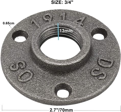 1/2" 3/4" Floor Flange Iron Pipe Fittings 3-Holes Flanges for Handrail ...