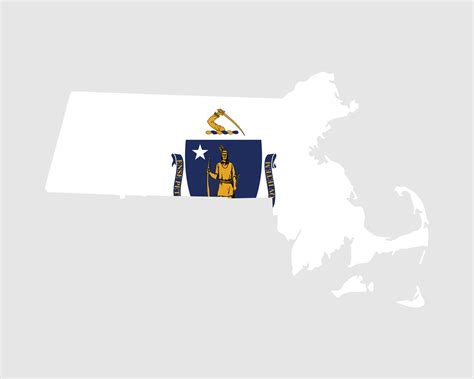 Massachusetts Map Flag. Map of MA, USA with the state flag. United ...