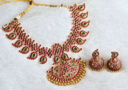 Matte finish real kemp-green mango necklace set dj-38933 – dreamjwell