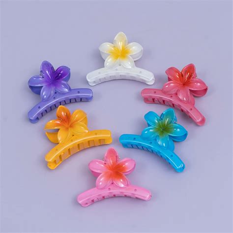 Glossy Gradient Floral Hair Claw (1Dz) - UBKWS2447 – Unboxkar Wholesale