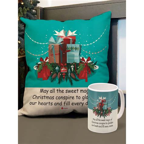 Buy Indigifts Christmas Blue Cushion Cover & Coffee Mug (12x12 Inches ...