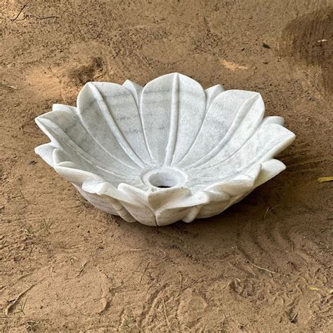 Buy White Marble Floral Wash Basin - Luxury Stone Flower Sink ...