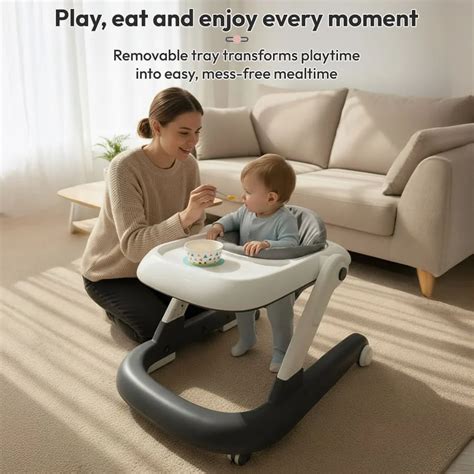 Wiggle Baby Walker with Educational Toy Tray, Adjustable Height