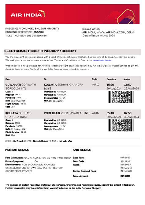 Air India Web Booking e Ticket (6 Dderu) - Bhusan - PASSENGER: DHUNGEL ...