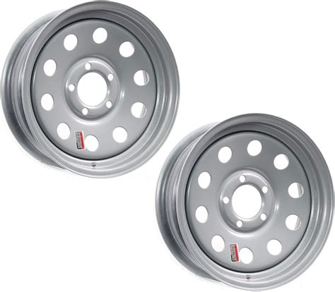 Buy Two Boat Trailer Rims Wheels 15 in. 15X6 5 Lug Hole Bolt Silver ...