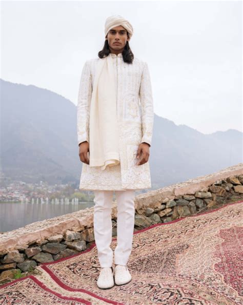 Latest designer sherwani set- Rupert Beige Sherwani Set