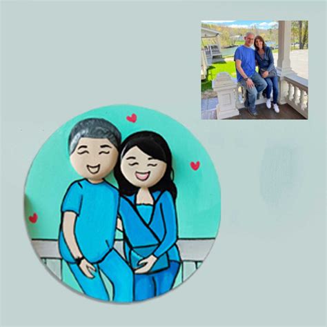 Buy Photo Personalized Pebble Art Couples Magnet With Blue Background ...