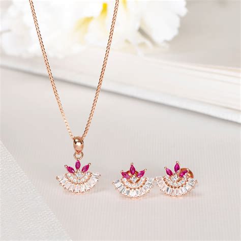 Floral Elegance Rose Gold-Plated CZ 925 Sterling Silver Jewelry Set – Zavya