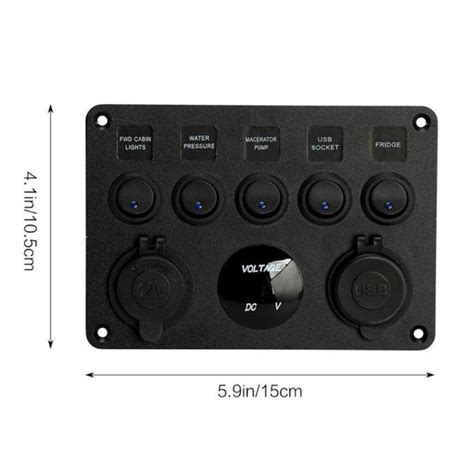 Buy 5 Gang LED Rocker Control Panel Switch Circuit Charger 12/24V-Yacht ...