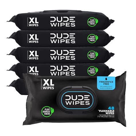 Dude Wipes Flushable Wet Wipes, Unscented, Hypoallergenic with Aloe, 6 ...