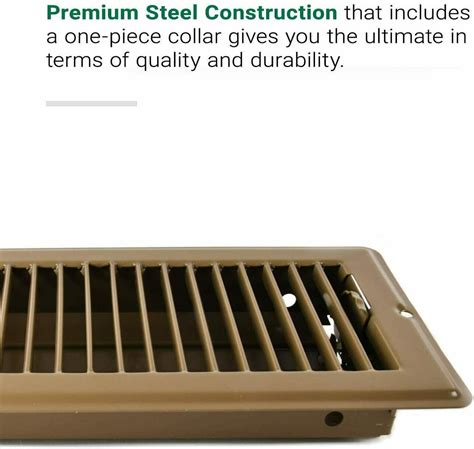 Mobile Home Floor Register 4 x 8 Brown w/ damper 6-pack - Redstag Supplies