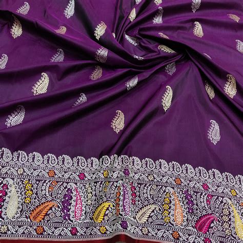 Purple Color Katan Silk Handwoven Banarasi Saree – Banarasi Shagun