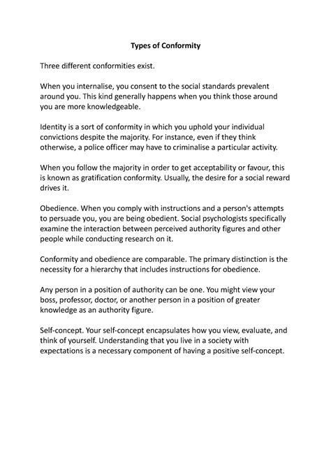 Types of Conformity - NOTES FOR ALL - Types of Conformity Three ...