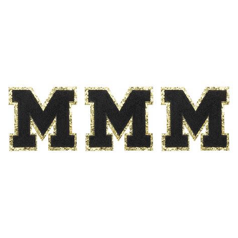 Chenille Letters M Patches Large Size 83mm/3.27 Inch Golden Glitter for ...