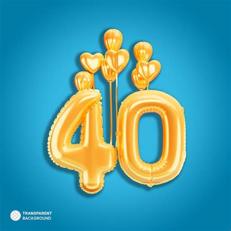Gold number 40 balloons icon isolated | Free PSD