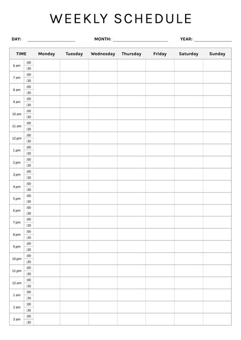 Free Weekly Schedule Templates - Highfile - Customize & Print
