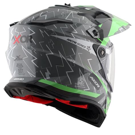 AXOR APEX X-CROSS FLASH DUAL VISOR HELMET - COOL GREY GREEN – Motorizzr