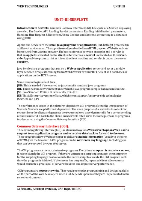 WT UNIT III Servlets - More than enough - UNIT-III-SERVLETS ...