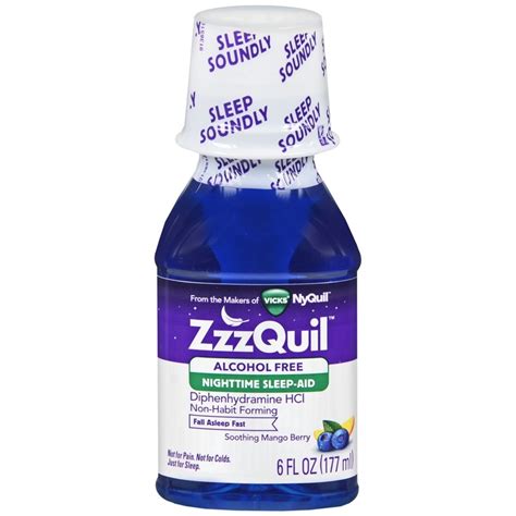ZzzQuil Nighttime Sleep-Aid Liquid Alcohol Free Soothing Mango Berry ...