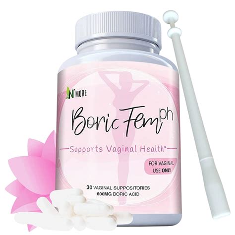 Boric Acid Vaginal Suppositories - 30 Count 600mg - 100% Pure USA Made - Boricfem for Vaginal ...