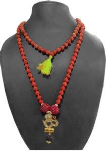 Green Spiritual Om Trident Locket with Original Rudraksha Mala Gold ...