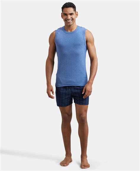 Buy Super Combed Cotton Rib Solid Round Neck Muscle Vest - Light Denim ...