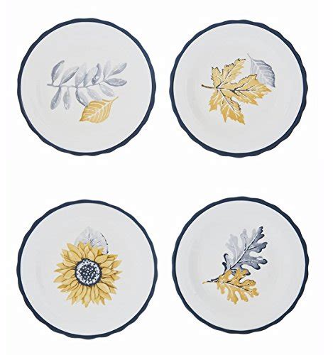 Buy Ganz 4-Piece Sunflower Snack Plate, 6-Inch, White Online at Low ...
