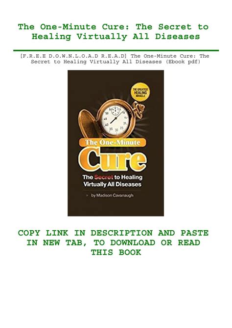 [F.R.E.E D.O.W.N.L.O.A.D R.E.A.D] The One-Minute Cure The Secret to ...