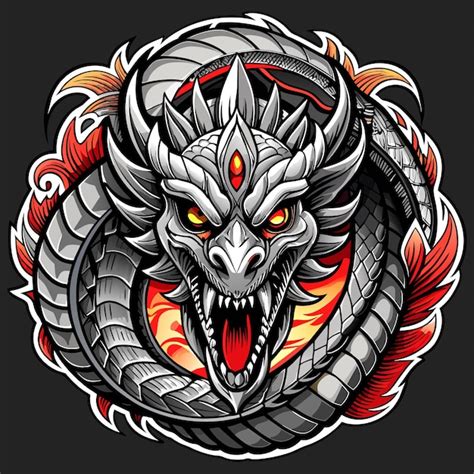 Dragão japonês naga desenhado à mão personagem de desenho animado ...