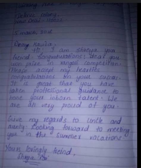 A letter to your cousin about the awards ceremony in school and about ...