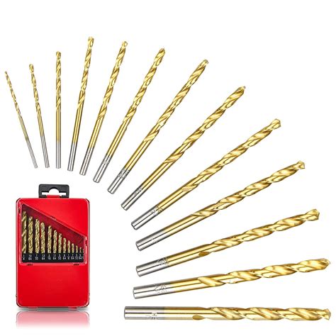 Titanium Jobber Drill Bit Set 13 PCS 1/16"-1/4" M35 HSS Twist Drill ...