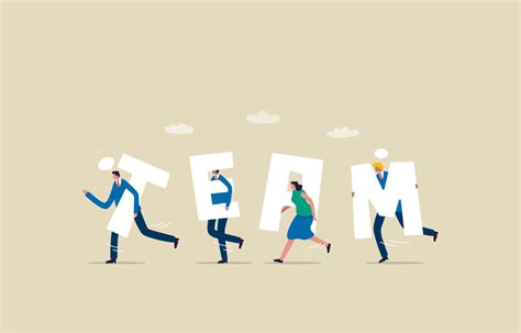 Team working together to win business success. Business team walking together holding word ...