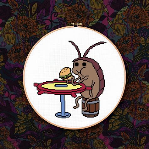 Cockroach Eating Krabby Patty PDF Cross Stitch Pattern | Etsy | Punto ...