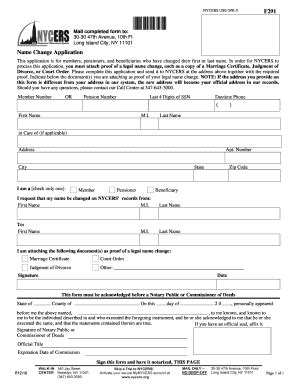 2011 Form NY NYCERS F291 Fill Online, Printable, Fillable, Blank ...