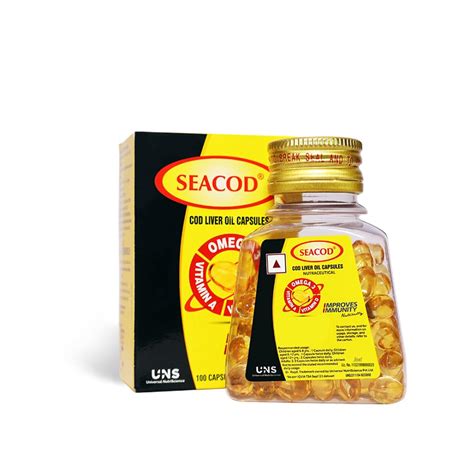 Seacod Cod Fish Liver Oil 100 softgel Capsules With Natural Omega 3 ...