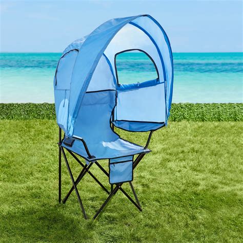 BrylaneHome Oversized Canopy Tent Camp Chair with Shade, Cupholder, Zip ...