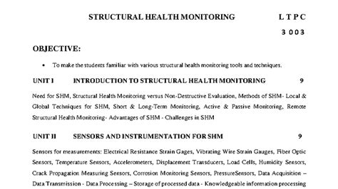 Structural Health Monitoring (SHM) LTPC 3 003 - Comprehensive Study ...